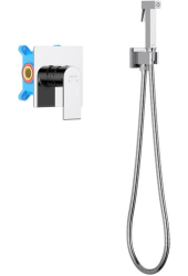 Смеситель с гигиеническим душем Aquatek Лира встраиваемый, однорычажный, керамический, без излива, с гибким шлангом/лейкой, латунь, цвет хром