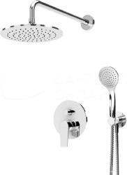 Душевая система Cezares Nautic встраиваемая, цвет хром, комплект: однорычажный смеситель/тропический душ (с верхней лейкой)/лейка/шланг, встраиваемый (скрытый) монтаж