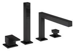 Смеситель для ванны/душа Cezares Porta, на борт ванны, однорычажный, неповоротный, длина 249 мм, керамический, латунь, цвет черный матовый