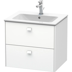 Тумба под раковину Duravit Brioso, 62x47,9x55,3 см, подвесная, 2 выдвижных ящика, ДСП, цвет: белый матовый, шкафчик навесной, механизм доводчика, прямоугольная, правая/левая, в ванную комнату