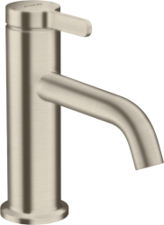 Смеситель для раковины/умывальника Axor One 70, однорычажный, с рычаговой рукояткой, фиксированный излив, длина излива 13 см, керамический, латунь, цвет шлифованный никель, с незапираемым сливным набором