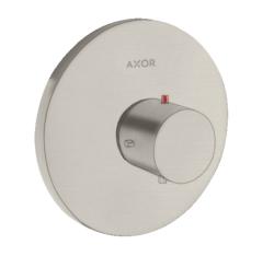 Смеситель для душа Axor Starck HighFlow, термостатический, скрытого монтажа, настенный, без излива/шланга/лейки, круглый, латунный, цвет под сталь, с термостатом, встроенный/встраиваемый/термостатный