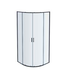 Душевой уголок Aquatek 1/4 круга 80х80 см, двери раздвижные, стекло прозрачное, профиль черный, без поддона, угловой, стекло закаленное