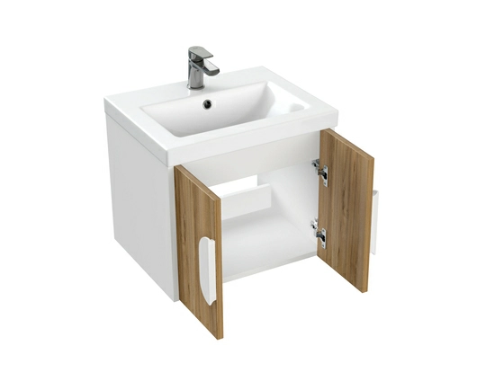 Тумба под раковину Cersanit COMO 50 для COMO 50, подвесная, цвет орех, 2 распашные дверцы, прямоугольная