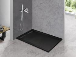 Душевой поддон Cezares Tray, 120х90х3 см, прямоугольный/угловой, искусственный мрамор, низкий, черный, с бортиком, с антискользящим покрытием, литой, литьевой, для душа