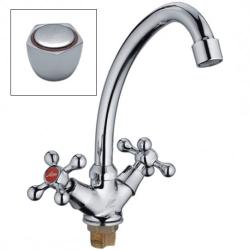 Смеситель для кухни/мойки LEDEME, двухвентильный, поворотный, латунный, длина излива 191 мм, латунь, цвет хром