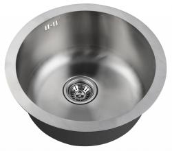 Мойка кухонная ZorG Штамп Satin, 46х46х20,5 см, нержавеющая сталь, круглая, цвет: сатин, без отверстия под смеситель, без крыла, слив-перелив, врезная