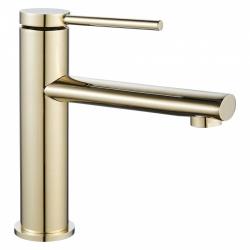 Смеситель для раковины/умывальника REA OVAL однорычажный, неповоротный, длина излива 125 мм, латунь, цвет золото