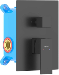 Смеситель для ванны/душа Aquatek Либра настенный, однорычажный, встраиваемый, 2 режима, без излива, латунь, цвет матовый черный