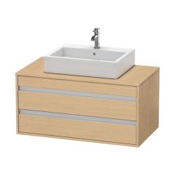 Тумба под раковину для консоли/столешницы Duravit Ketho 100х49,6х55 см, подвесная, ДСП, цвет: натуральный дуб, 2 выдвижных ящика, прямоугольная