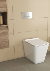 Унитаз Grossman GR-PR4414S  41х35,5х60 см, напольный, приставной, цвет белый, фаянс, прямоугольный, горизонтальный (прямой) выпуск, безободковый, антивсплеск