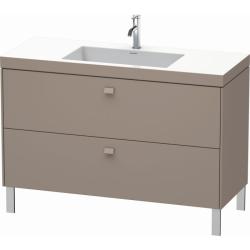 Тумба c раковиной Duravit Brioso, 120х48х61,3 см, подвесная, 2 выдвижных ящика, ДСП, цвет: базальт /Vero Air, мебельная, прямоугольная, цвет белый, фарфоровая, без отверстия под смеситель, без перелива