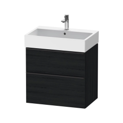 Тумба под раковину Duravit D-Neo, 61х37,2х62,5 см, подвесная, 2 выдвижных ящика, ДСП, цвет: дуб черный, шкафчик навесной, прямоугольная, правая/левая, в ванную комнату
