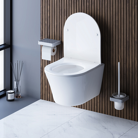 Унитаз подвесной Damixa Skyline, БЕЛЫЙ, горизонтальный (прямой, в стену) выпуск, без сиденья , АНТИВСПЛЕСК, тип керамический, чаша, размеры, овальный, под скрытый бачок (Дамикса)