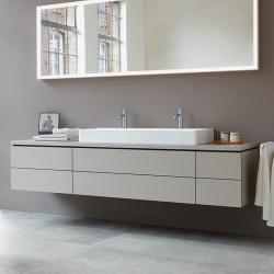 Раковина DURAVIT DuraSquare WonderGliss 120х47х14,5 см, подвесная, двойная (две чаши), прямоугольная, санфарфор, шлифованная, цвет белый, 2 отверстия под 2 смесителя, антигрязевое покрытие, без перелива