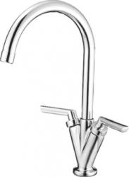 Смеситель для кухни/мойки Ledeme двухвентильный, керамический, с высоким поворотным изливом, латунь, цвет хром, кухонный, хромированный, вертикальный, кран, комплект, сантехника, водопроводные, размер, характеристики, высота, расстояние, длина