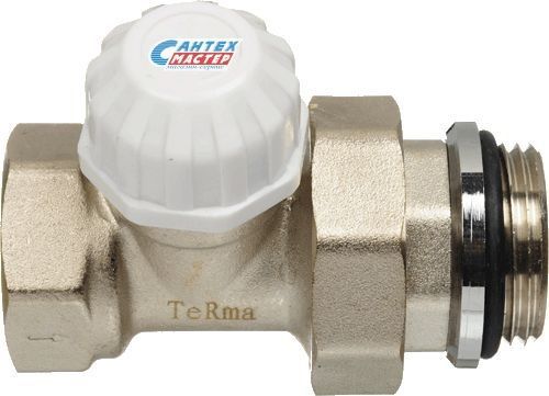 Клапан термостатический TeRma TRm 1" для термоголовки, с американкой на радиатор отопления 33515