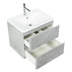 Тумба под раковину BelBagno Albano 70, 70х45х52 см, подвесная, 2 выкатных ящика, МДФ, цвет: цементный серый, шкафчик навесной, механизм доводчика, прямоугольная