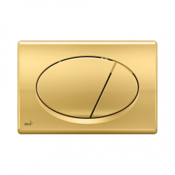 Кнопка смыва Alcaplast M75 золото для сливного бачка, инсталляции унитаза, двойная, механическая, панель, универсальная, размер 247х165х17 мм