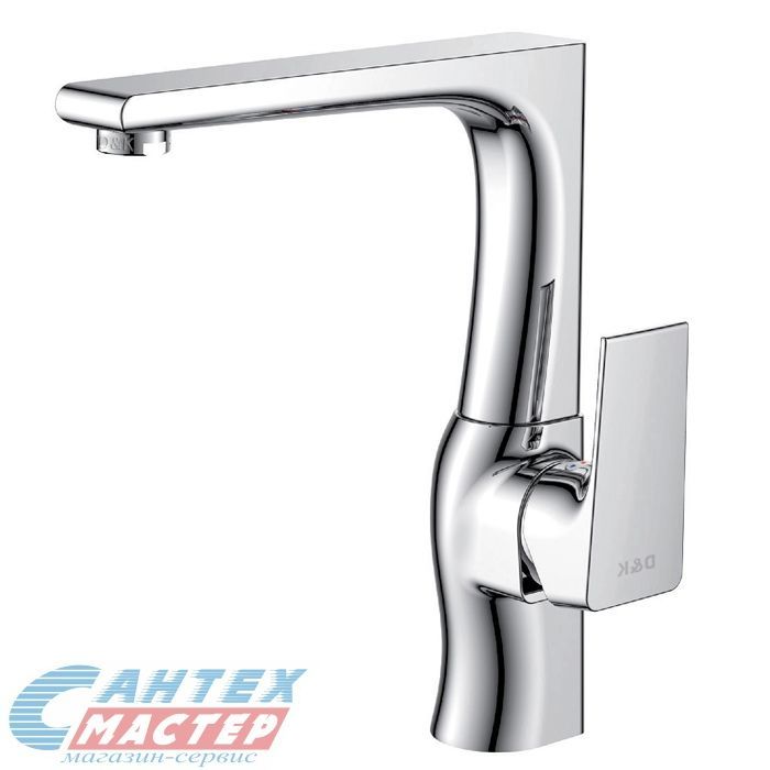 Смеситель для кухни/мойки D&K Hertz Rhein однорычажный, керамический, с высоким изливом, длина 170 мм, поворотный, латунь, цвет хром, ёлочка,  кухонный, хромированный, вертикальный, кран, комплект, сантехника, водопроводные, размер, характеристики