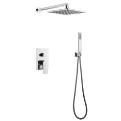 Душевая система ABBER Weiss Insel, встраиваемая, цвет хром, комплект: однорычажный смеситель/тропический душ (с верхней лейкой)/лейка/шланг, внутренний (скрытый) монтаж