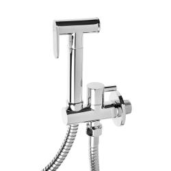 Смеситель с гигиеническим душем Accoona, встраиваемый, однорычажный, керамический, без излива, с гибким шлангом/лейкой, латунь, цвет хром