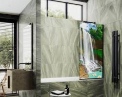 Душевая шторка на ванну MaybahGlass, 140х70 см, стекло с рисунком (ФП007)/профиль узкий, цвет черный, фиксированная, закаленное стекло 8 мм, плоская/панель, правая/левая, правосторонняя/левосторонняя, универсальная