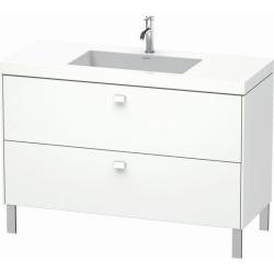 Тумба c раковиной Duravit Brioso, 120х48х61,3 см, подвесная, 2 выдвижных ящика, ДСП, цвет: белый матовый /Vero Air, мебельная, прямоугольная, цвет белый, фарфоровая, 1 отверстие под смеситель, без перелива