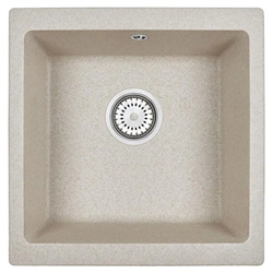 Мойка EMAR 45,5х46 см, врезная, из кварцевой крошки, прямоугольная, цвет антрацит, без отверстия под смеситель, слив-перелив, без крыла, для кухни