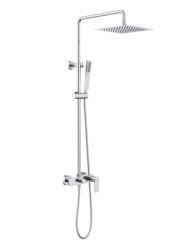Душевая система Aquatek Лира 772-1312 мм, цвет хром, комплект: смеситель/тропический душ (с верхней лейкой)/лейка/стойка/шланг, нержавеющая сталь/латунь