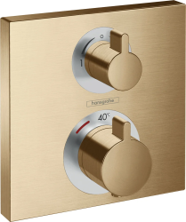 Смеситель для душа Hansgrohe Ecostat Square, термостатический, скрытого монтажа, настенный, без излива/шланга/лейки, латунь, цвет шлифованная бронза