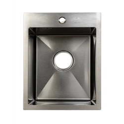 Мойка кухонная Siriusline, 40х50 см, врезная, нержавеющая сталь, прямоугольная, цвет: графит, с отверстием под смеситель, слив-перелив, без крыла