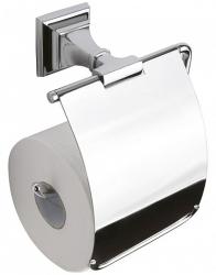 Держатель для туалетной бумаги Art&Max Zoe, с крышкой, хром, настенный, латунь, форма прямоугольная, для туалета/ванной, бумагодержатель