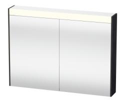 Зеркальный шкаф Duravit Brioso, 82х76х14,8 см, подвесной, цвет: дуб черный, зеркало с подсветкой LED/ЛЭД, выключатель/розетка, с 2 распашными дверцами/двухстворчатый, 2 стеклянные полки, прямоугольный
