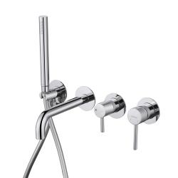 Смеситель для ванны/душа ABBER Wasser Kreis однорычажный, встраиваемый, неповоротный, латунь, длина излива 220 мм, керамический, цвет хром 