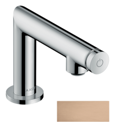 Смеситель для раковины/умывальника Axor Uno Select 80, для холодной воды, нажимной, фиксированный излив, длина излива 10,9 см, керамический, латунь, цвет шлифованное красное золото, без сливного набора