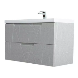 Тумба под раковину BelBagno Vittoria 90, 90х45х62 см, подвесная, 2 выкатных ящика, МДФ, цвет: белый торос, шкафчик навесной, механизм доводчика, прямоугольная