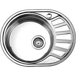 Мойка кухонная LEDEME 45x57x17 см, врезная сверху, нержавеющая сталь, овальная, цвет глянцевый, с отверстием под смеситель, площадка под смеситель сбоку, с крылом справа