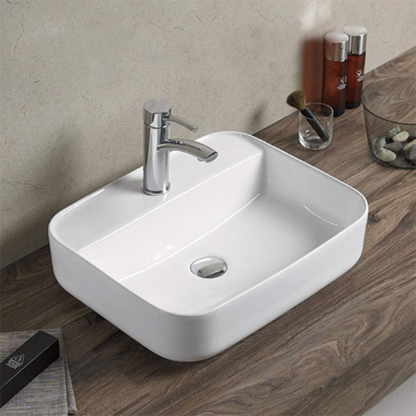 Раковина/умывальник Comforty, 50,5х40,5 см, накладная, прямоугольная, санфарфор, цвет белый, с отверстием под смеситель, без слив-перелива, умывальник