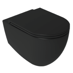 Унитаз подвесной ISVEA Infinity, 365х530х400 мм, цвет: черный матовый, горизонтальный (в стену) выпуск, без сиденья, безободковый, антивсплеск, под скрытый бачок