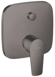 Смеситель для ванны Hansgrohe Talis E скрытого монтажа, настенный/встраиваемый, однорычажный, латунный, без излива, квадратный, керамический, цвет шлифованный черный хром, без душевого шланга/лейки, с защитной комбинацией EN1717