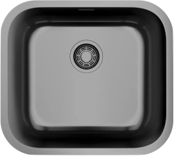 Мойка кухонная Omoikiri Omi 49-U/I-GM, 44,5х49,5 см, врезная, из нержавеющей стали, прямоугольная, цвет вороненая сталь, без отверстия под смеситель, без крыла, слив-перелив, врезная под столещницу, для кухни