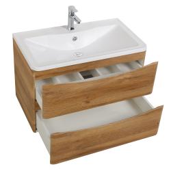 Тумба под раковину BelBagno Acqua 90, 90х45,5х52,4 см, подвесная, 2 выкатных ящика, МДФ, цвет: деревенский дуб, шкафчик навесной, механизм доводчика, прямоугольная