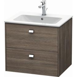 Тумба под раковину Duravit Brioso, 62х47,9х56,1 см, подвесная, 2 выдвижных ящика, ДСП, цвет: сосна терра/хром, шкафчик навесной, механизм доводчика, прямоугольная, правая/левая, в ванную комнату