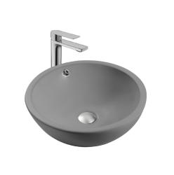 Раковина/умывальник Aquatek, 44х44 см, накладная, круглая, санфарфор, цвет серый матовый, без отверстия под смеситель, слив-перелив, умывальник