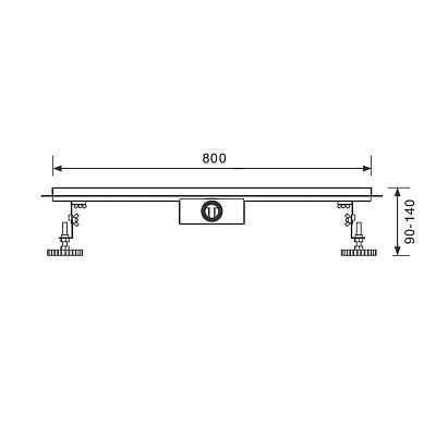 Водоотводящий желоб Raglo R653.80.05 щелевой, 800 мм, цвет сатин, поворотный сифон 360°, DN 50 
