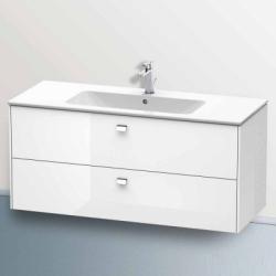 Тумба под раковину Duravit Brioso, 122х47,9x55,3 см, подвесная, 2 выдвижных ящика, ДСП, цвет: белый глянец/хром, шкафчик навесной, механизм доводчика, прямоугольная, правая/левая, в ванную комнату