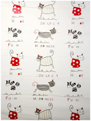 Штора для ванны Haiba, 180х180 см, водоотталкивающая, универсальная, из полиэтилена, с кольцами, рисунок- коты