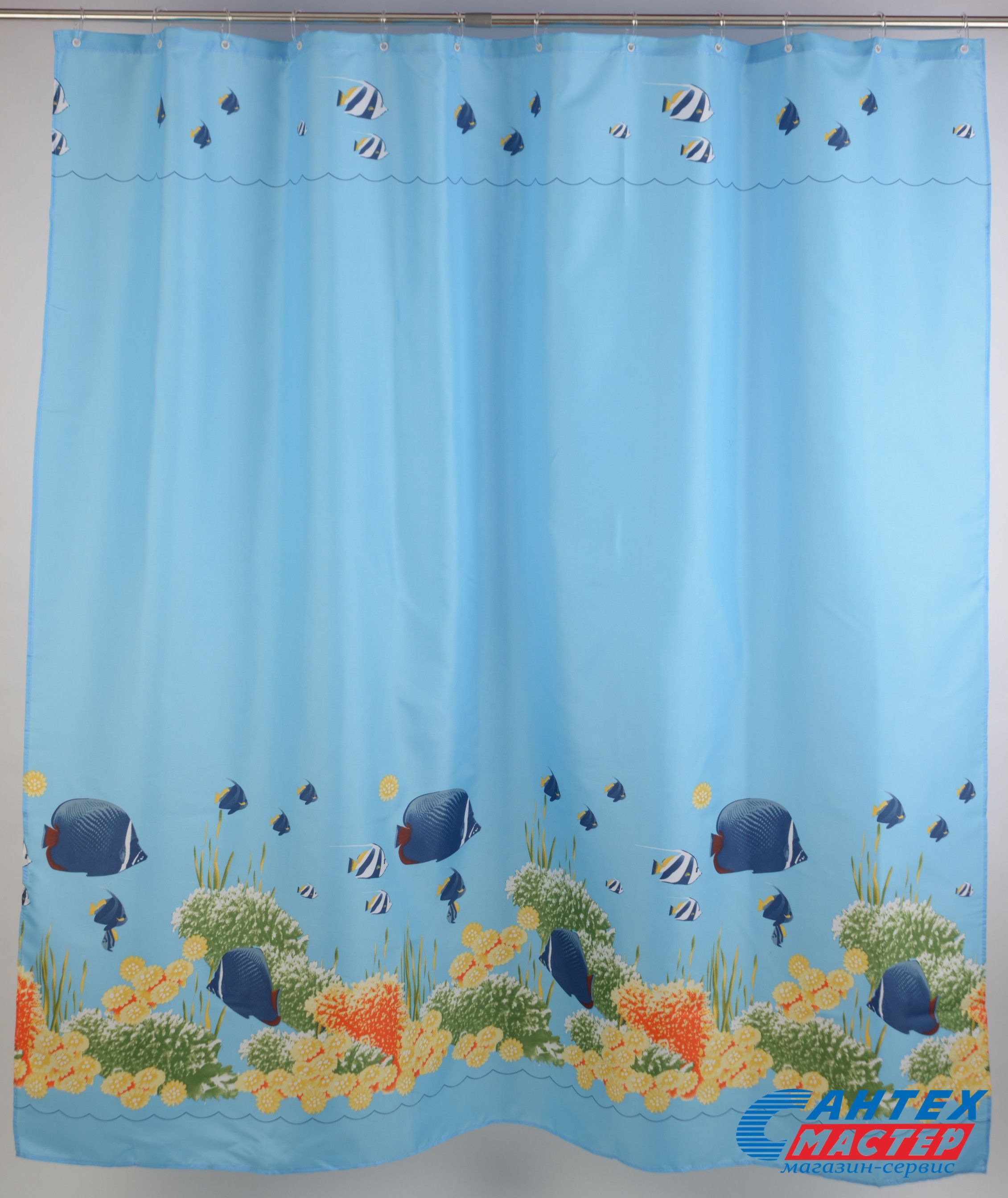 Шторка АкваЛиния для ванной комнаты полиэстер рыбки 022А-45