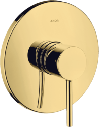 Смеситель для душа Axor Starck однорычажный, с плоской рычаговой рукояткой, скрытого монтажа, керамический, настенный/встраиваемый, без излива, без шланга/лейки, круглый, латунь, цвет полированное золото